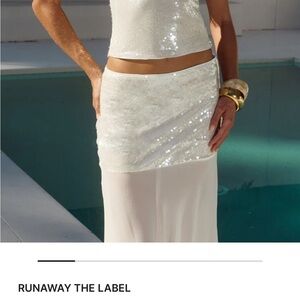 Runaway The Label Sequin White Midi Skirt